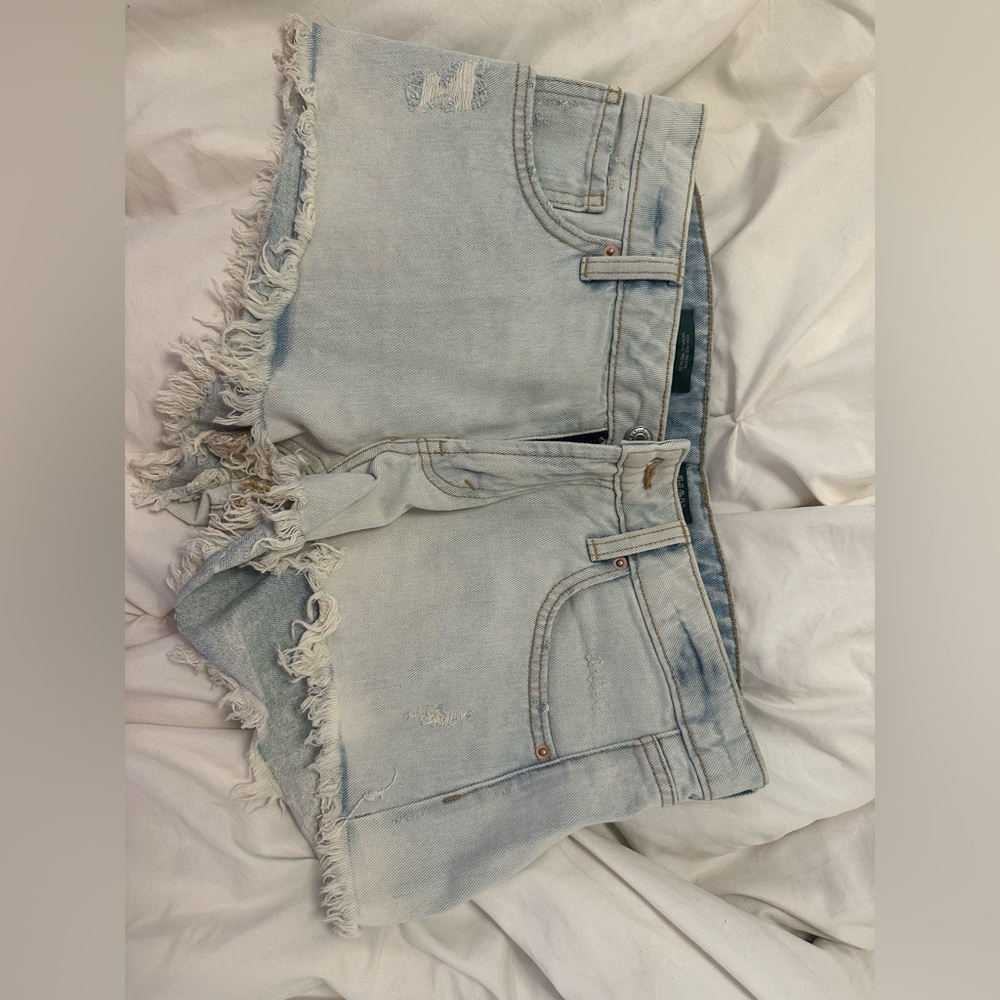 low rise jean shorts light wash